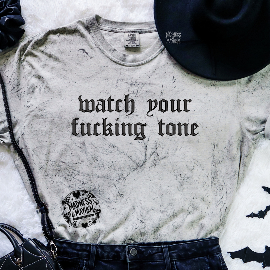 Watch your tone embroidered color blast tshirt