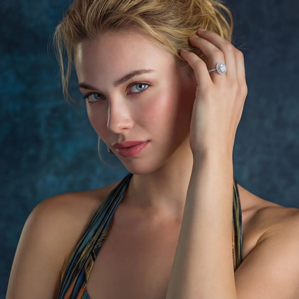 Double Halo Promise Moissanite Ring by Fliora