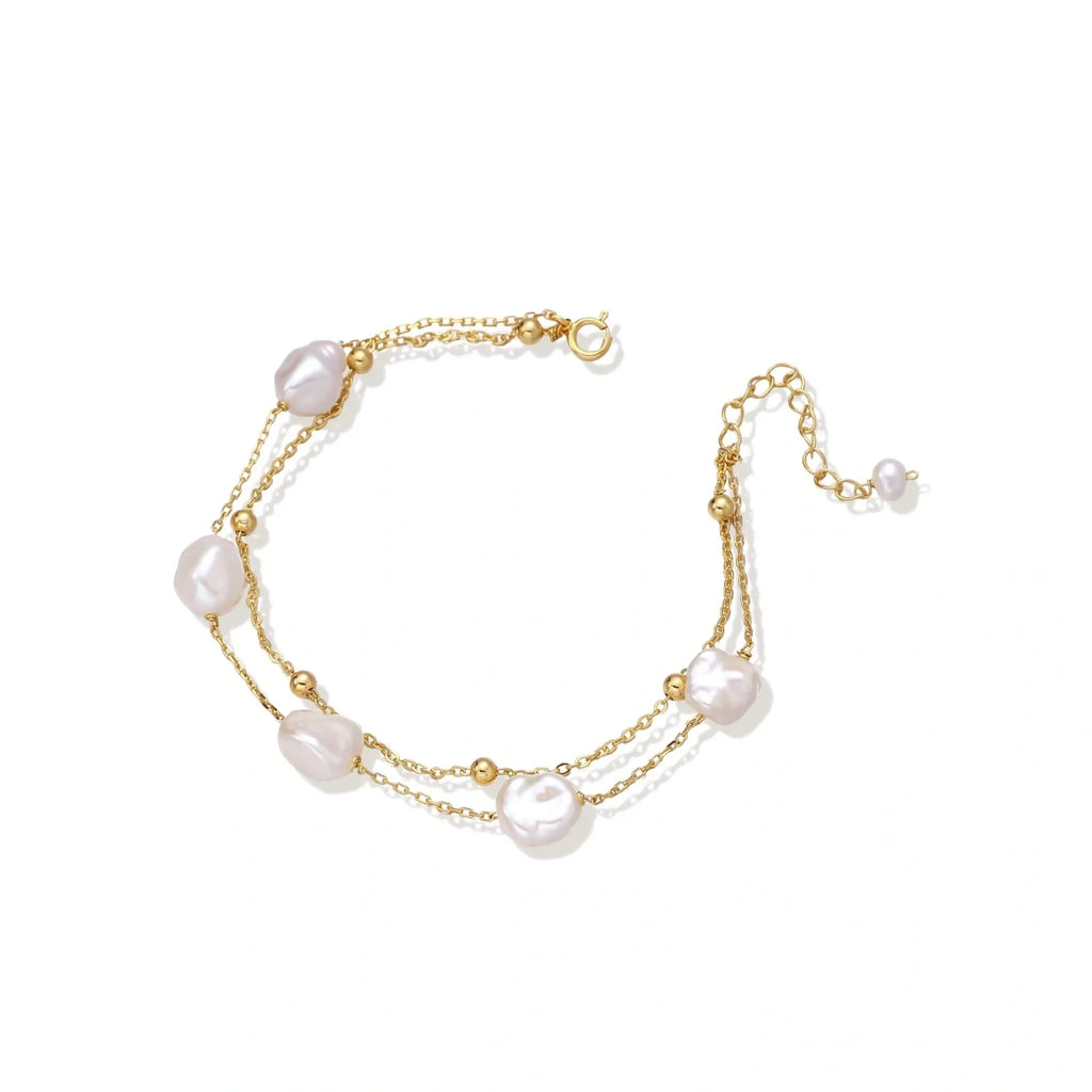 Baroque Pearl Layered Bracelet by Fliora