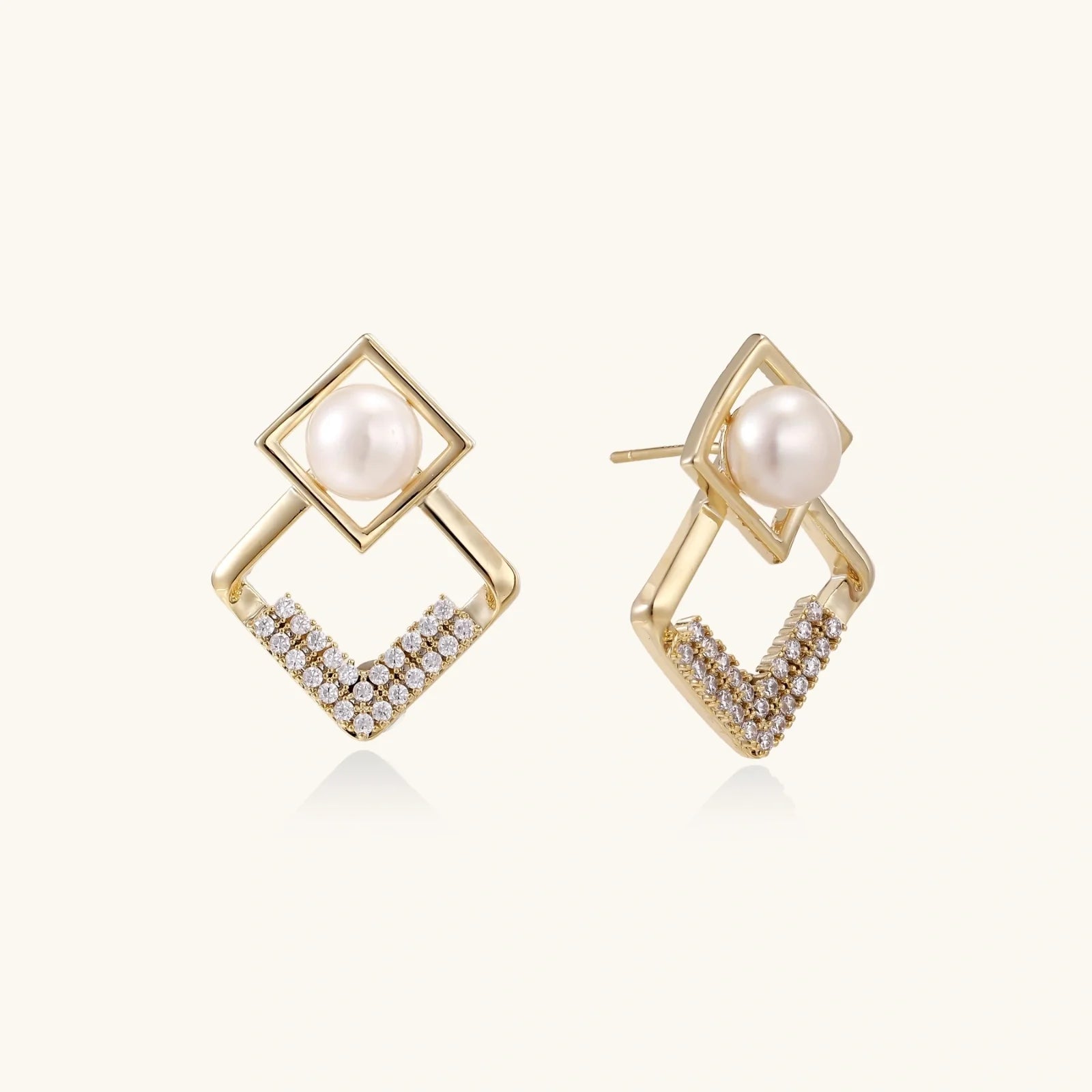Pearl Geometry Earrings by Fliora