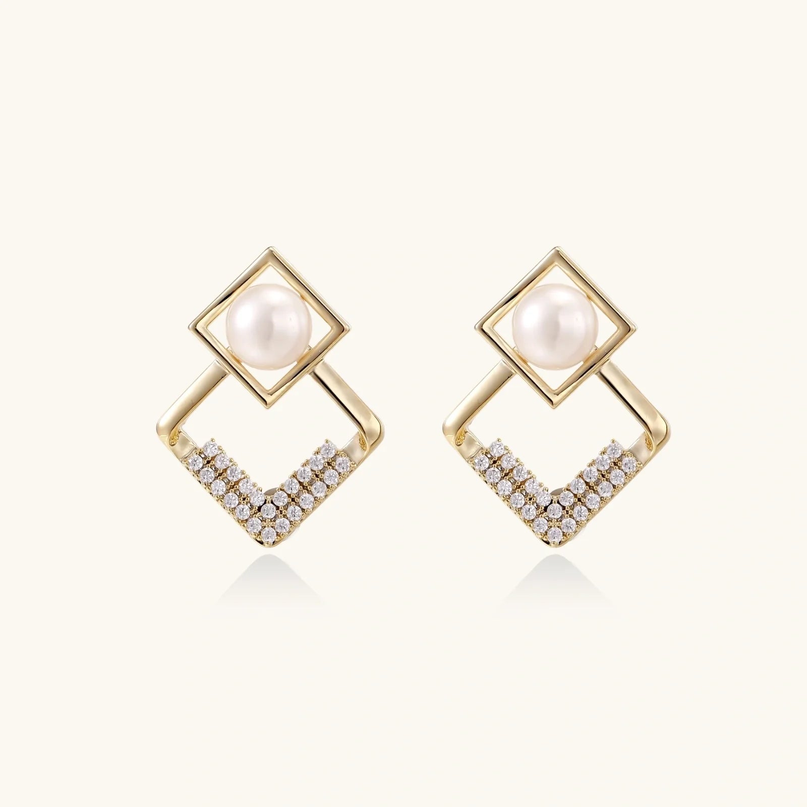 Pearl Geometry Earrings by Fliora