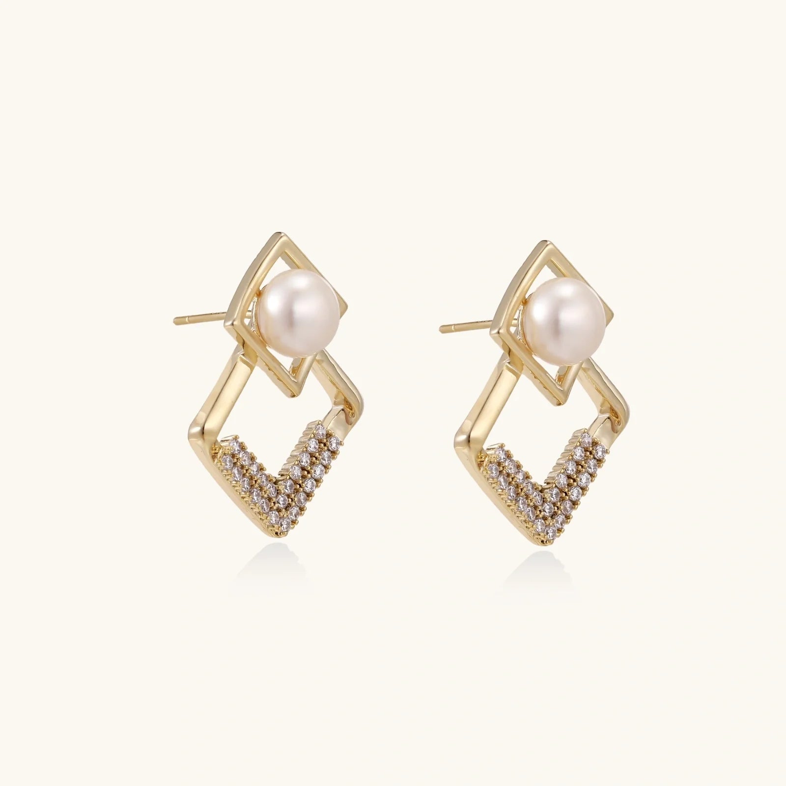 Pearl Geometry Earrings by Fliora
