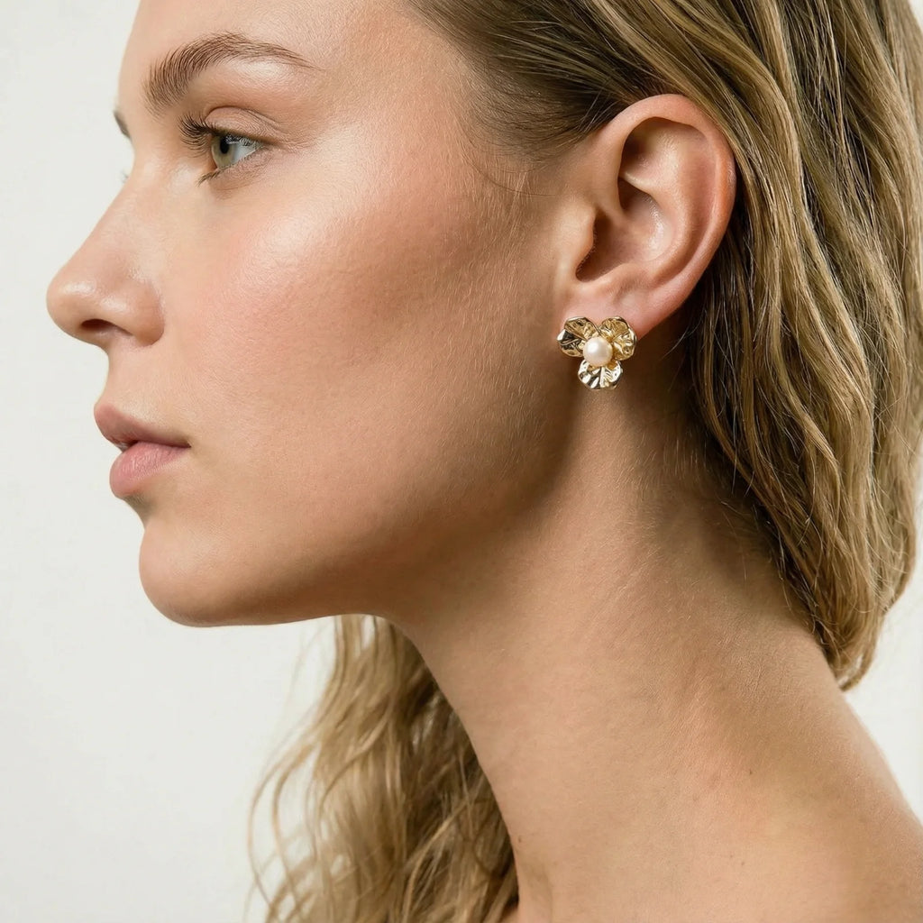 Bloom Pearl Studs by Fliora