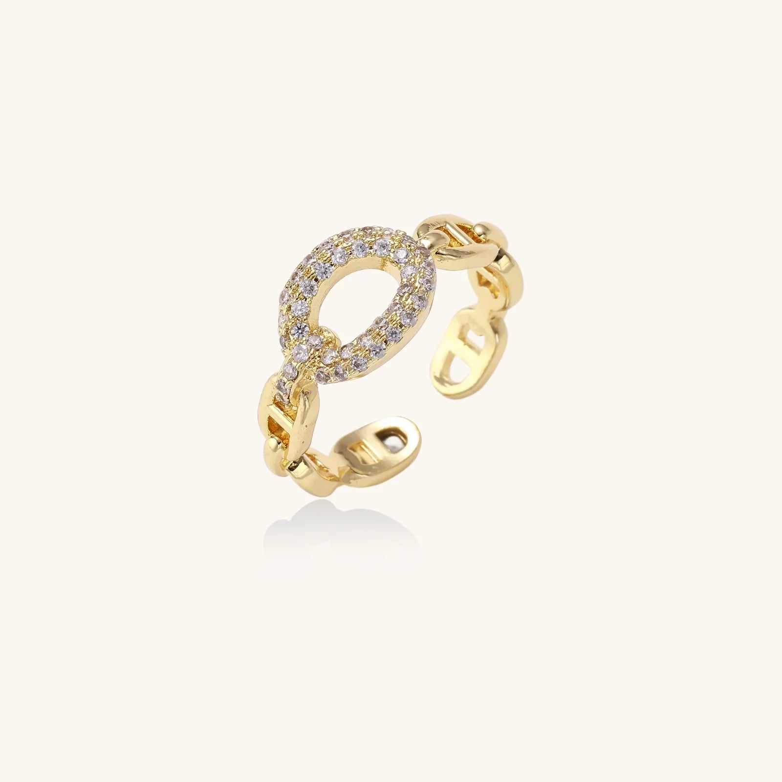 Golden Chain Statement Ring by Fliora