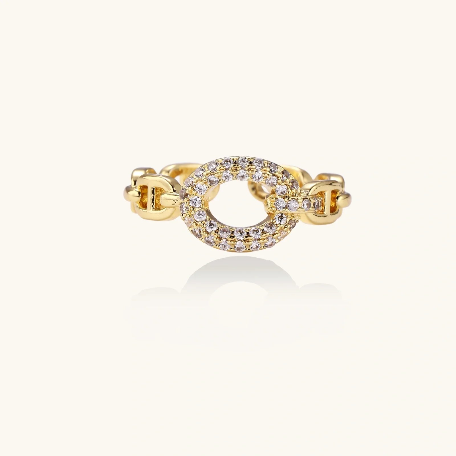 Golden Chain Statement Ring by Fliora