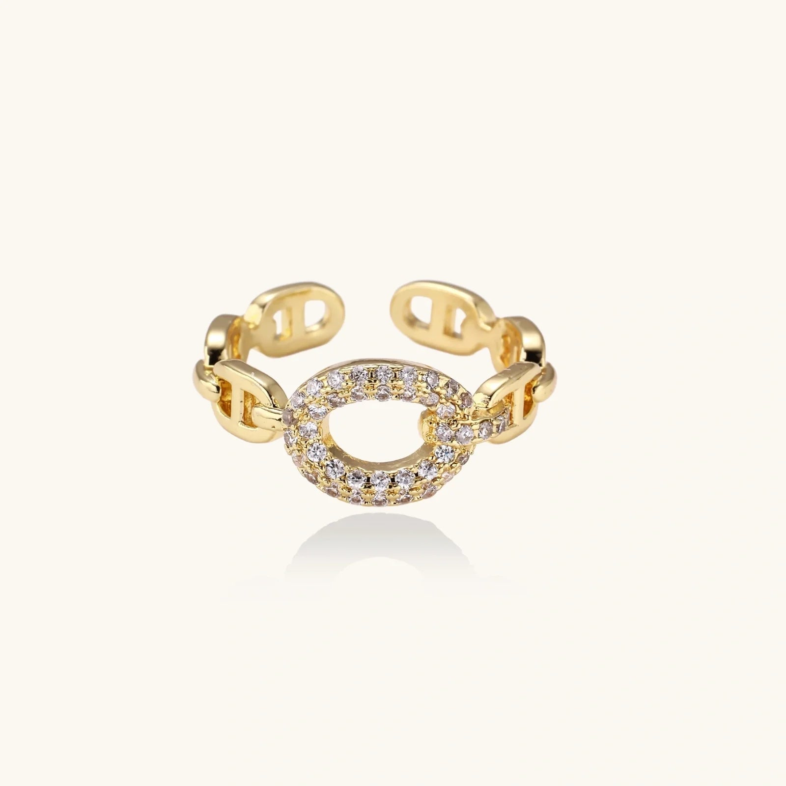 Golden Chain Statement Ring by Fliora