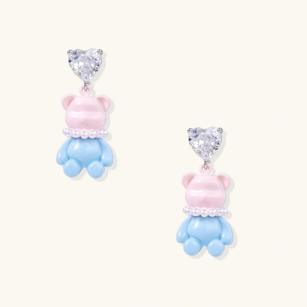 Kawaii Bear Crystal Earrings | Doe and Kin