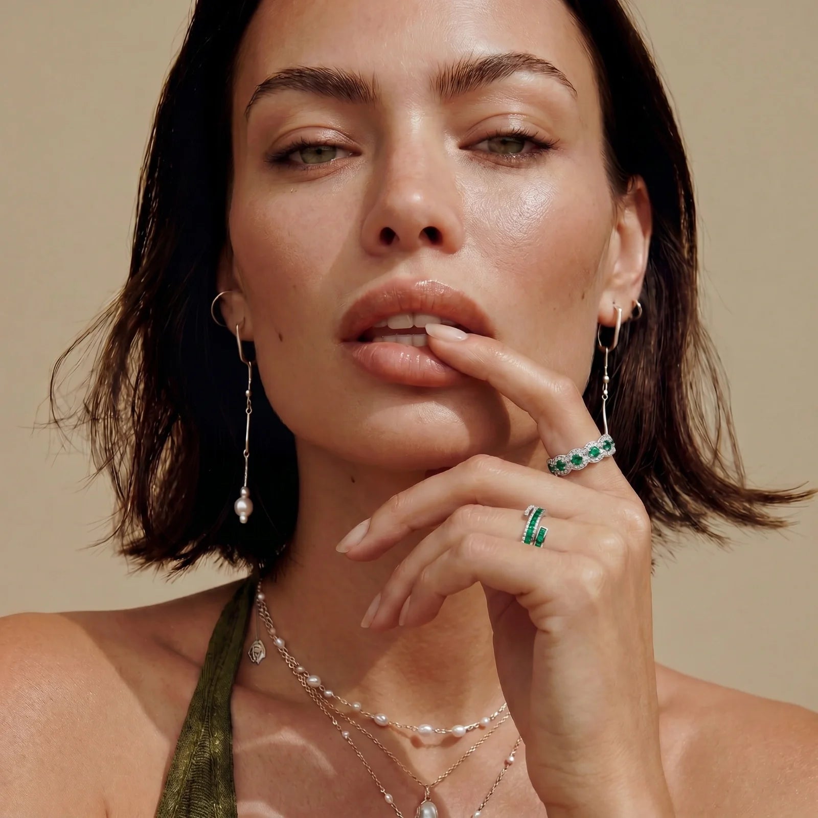 Emerald Wave Ring by Fliora