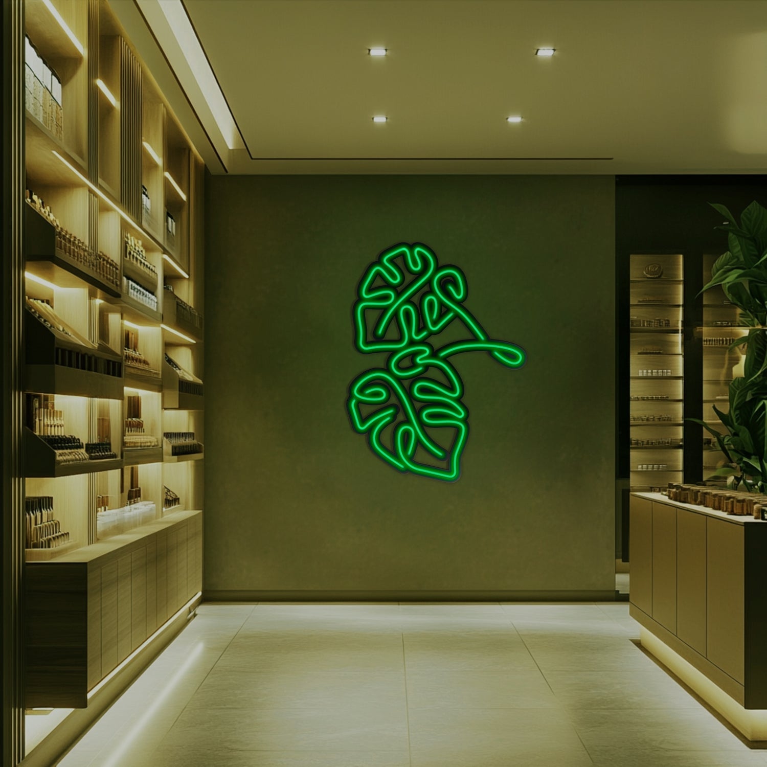 Monstera Leaf Metal Neon Wall Art- LN0006