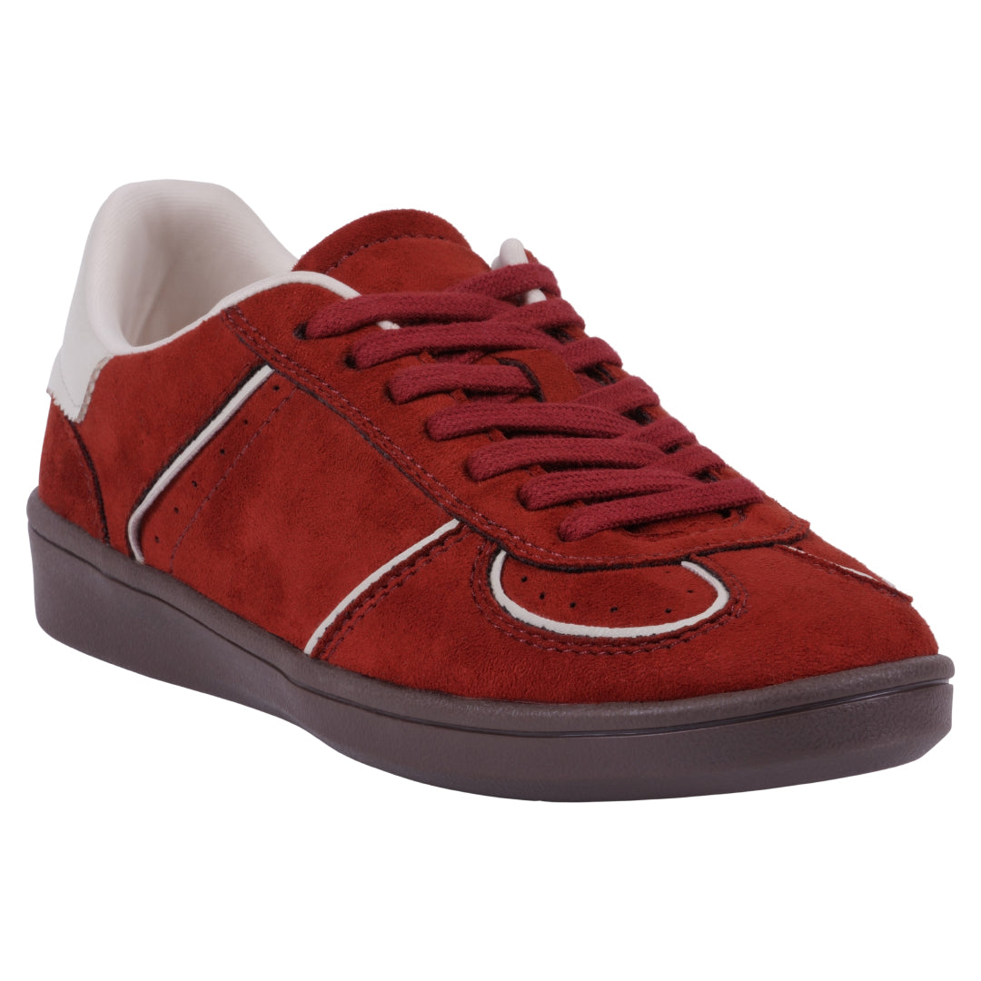 Women's Milan Chocolate Suede Lace Up Sneaker