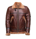Handmade Esa Brown Bomber Sheepskin Faux Shearling Jacket With Large Pockets