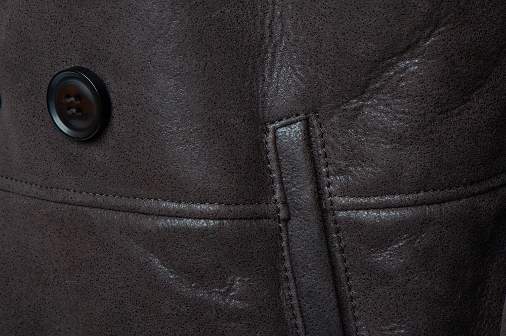 Handmade Jozef's 3/4 Length Brown Shearling Buttoned Coat