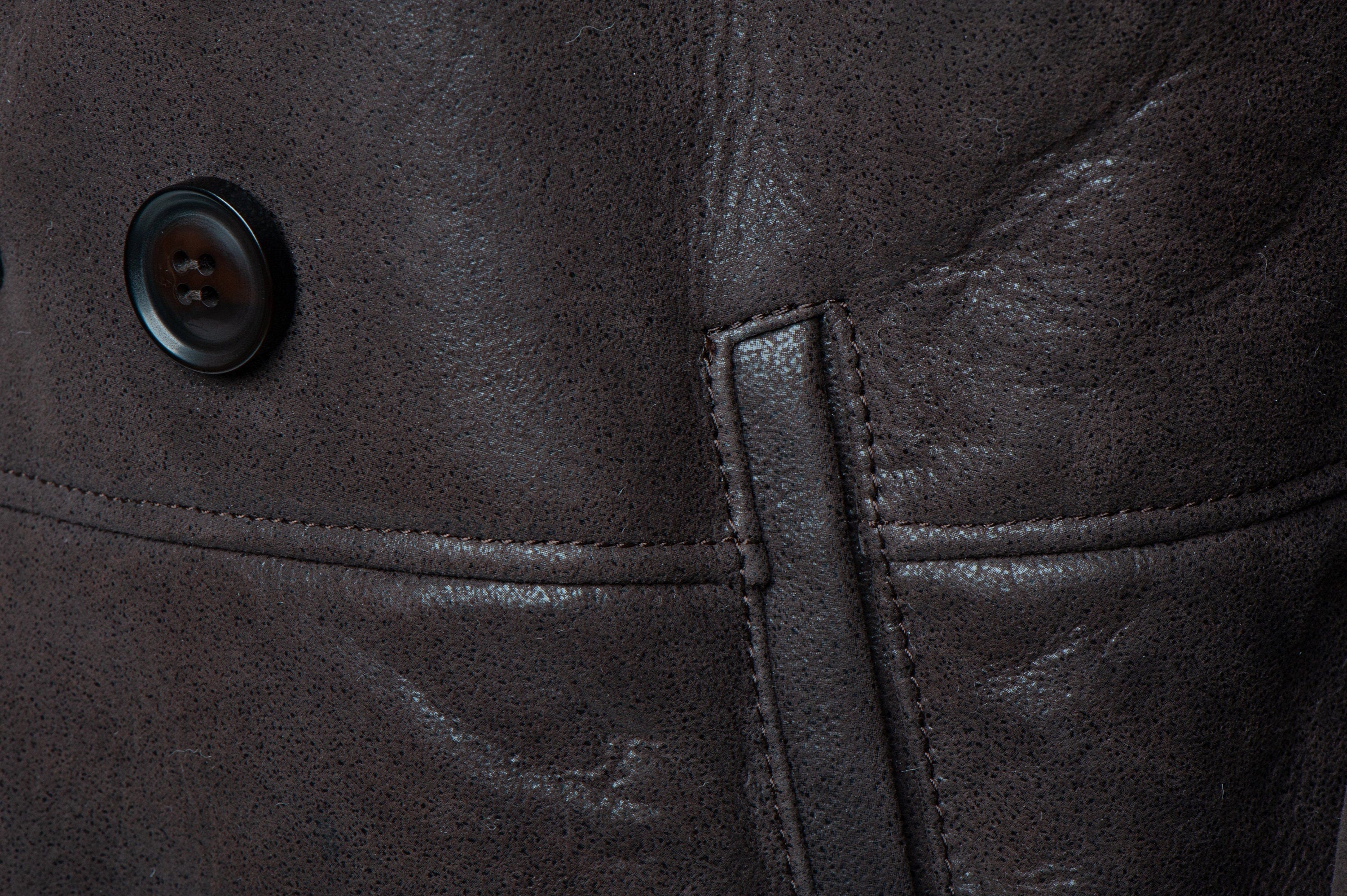 Handmade Jozef's 3/4 Length Brown Shearling Buttoned Coat