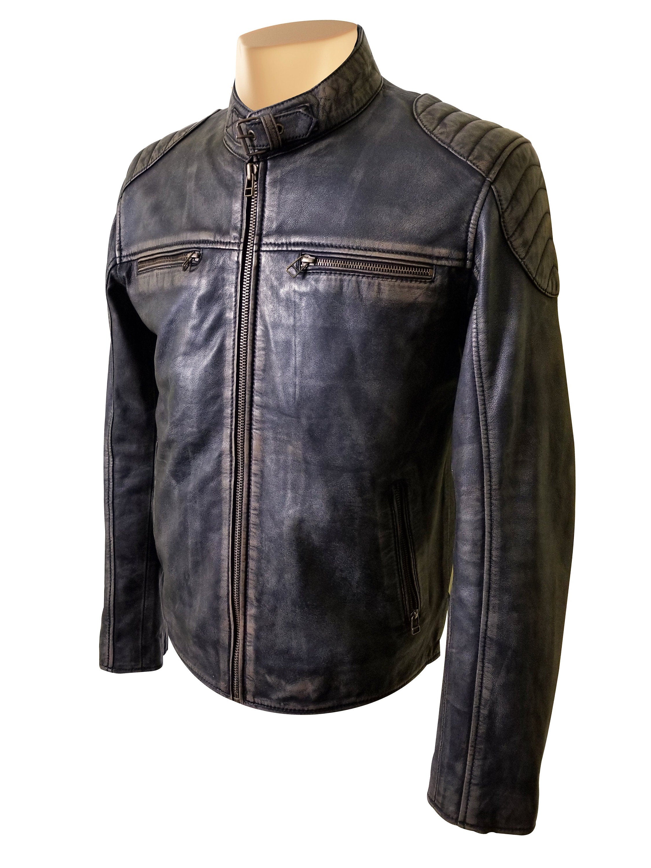 Handmade Hendrix's Distressed Leather Jacket With Collar Belt