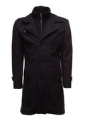 Handmade Black Wool 3/4 Length Trench Coat