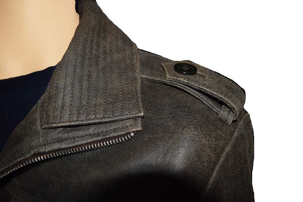 Handmade  Vintage Blast Leather Jacket With Point Collar