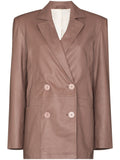 Handmade Piretta Double-Breasted Leather Blazer