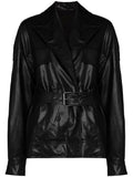 Handmade  Belted Faux-Leather Jacket