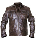 Handmade Copper Classic Rub Off Vintage Biker Style Brown Leather Jacket