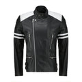 Handmade  Rodger's White And Black Biker Style Leather Jacket