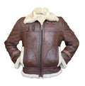 Handmade B3 RAF Fur Shearling Aviator Flying Pilot Bomber Brown Sheepskin Leather Jacket