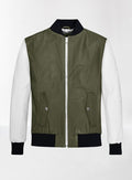 Handmade White and Green Varsity Bomber Jacket