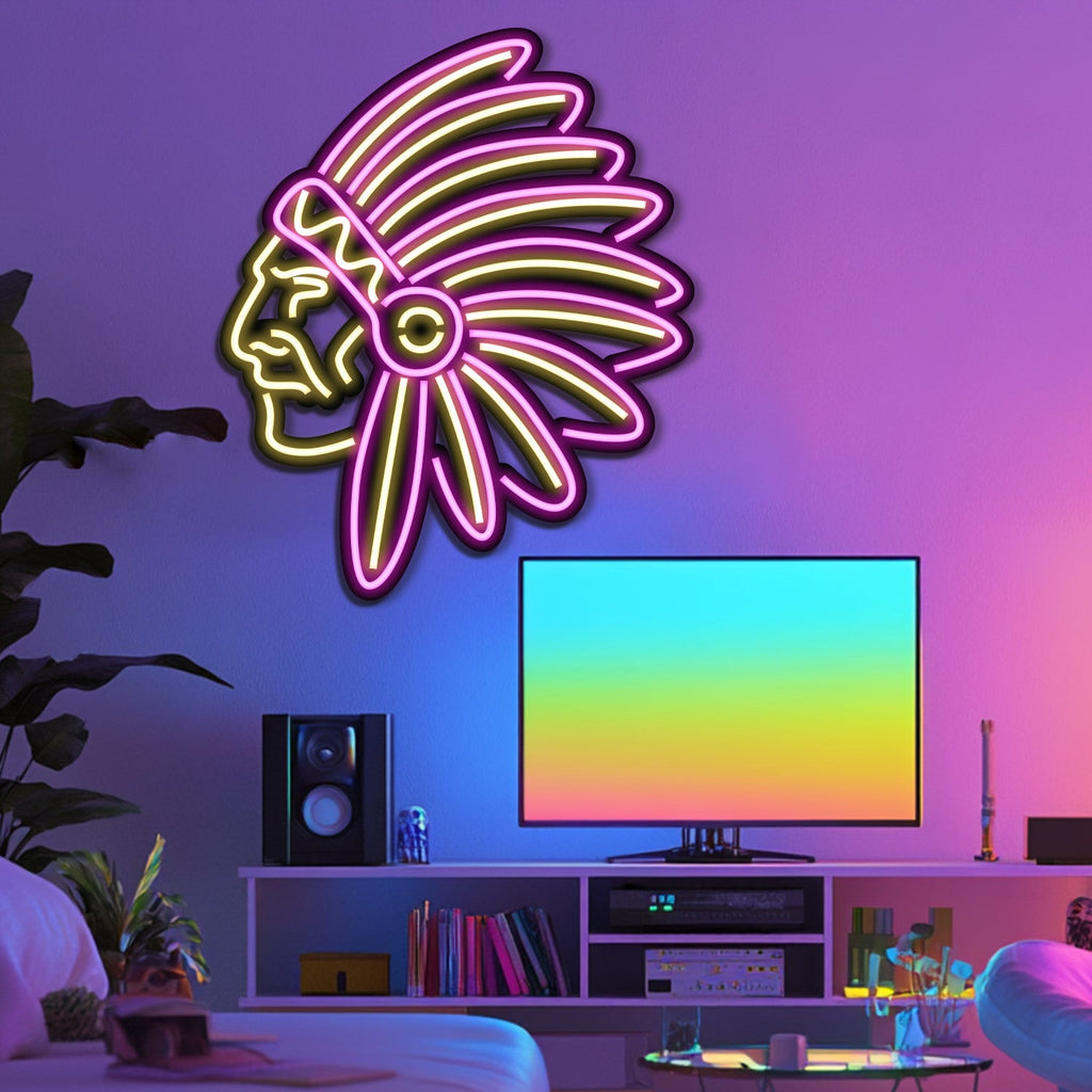 Indian Metal Apache Neon Wall Art- LN0195