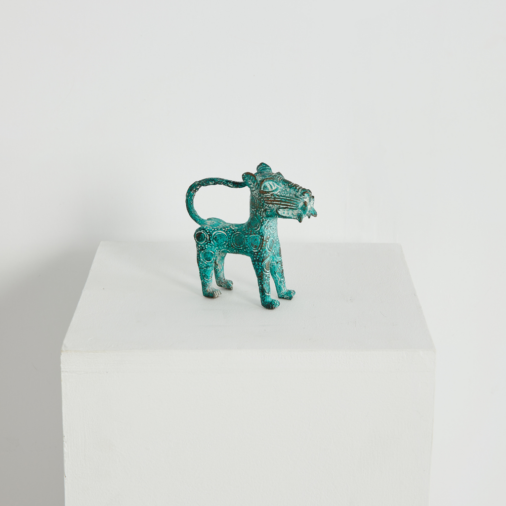 Mini Benin Bronze Metal Leopard Figurine